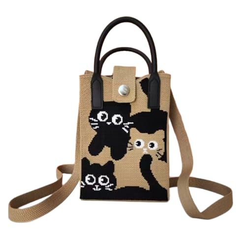 Women's Knit Crossbody Phone Bag Casual Fashion Small Shoulder Purse,Lightweight Knit Fabric for Daily Outings Errands