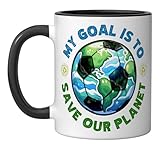 My Goal Is To Save Our Planet - Earth Day for Soccer Player Ceramic Mug, Black/White