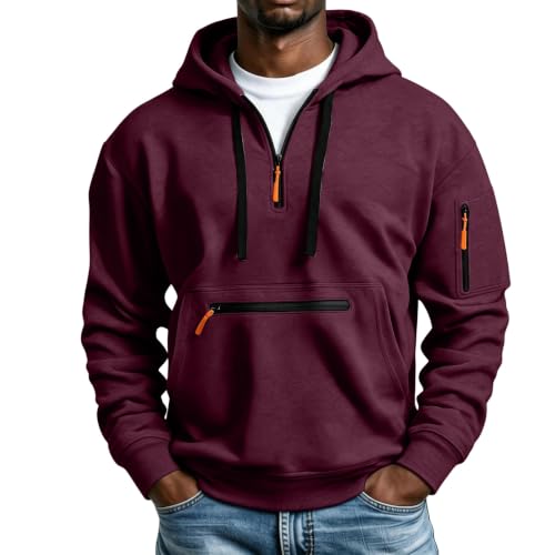 Big and Tall Hoodies for Men Quarter Zip Pullover Hooded Sweatshirt - image 1