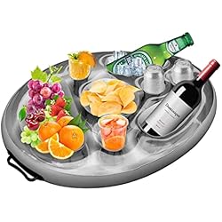 Colchóneta Inflable Helado CISSIYOG Soporte flotante inflable para bebidas con 8 agujeros, mesa flotante para piscina de playa, bañera de hidromasaje para bebidas de cerveza, bandeja flotante para bebidas de piscina