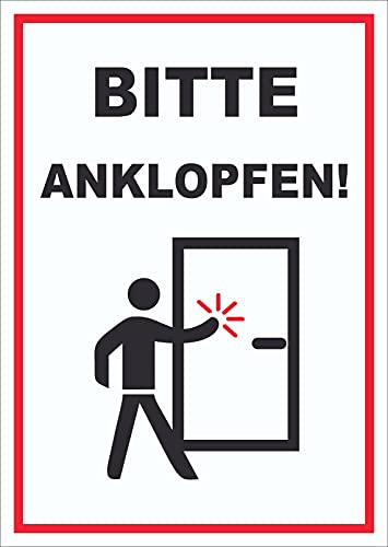 HB-Druck Schild Bitte anklopfen hochkant A0 Rückseite selbstklebend