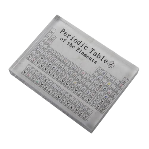 Image of Beufee Periodic Table with 103 Real Elements Inside, Clear Acrylic Real Chemical Elements Periodic Table for Classroom Teaching Tool