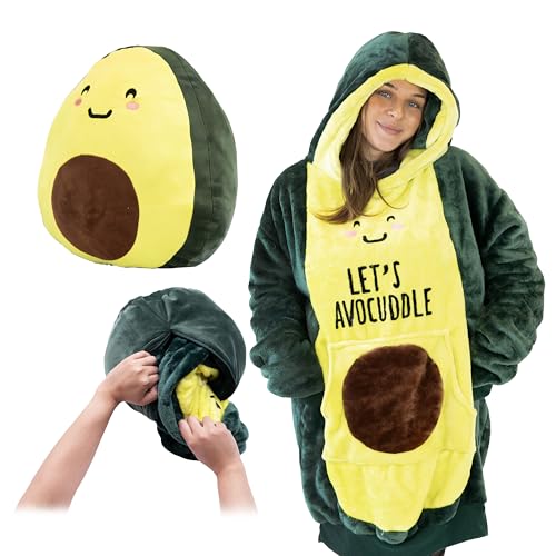 Image of Plushible Wearable Hooded Blanket for Adults, Oversized Hoodie with Sleeves & Pocket, 2-in-1 Comfy Hoodie Blanket Pillow - Avocado