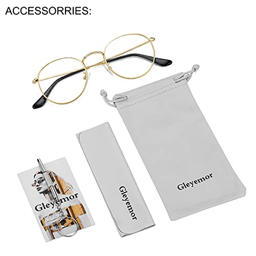 Image of Clear Glasses for Women Men, Classic Round Metal Frame Clear Lens Fake Glasses (Gold)