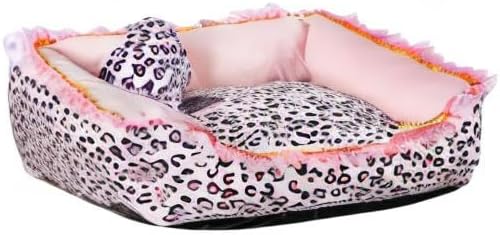 Miniatura 7 de Gigreinc Cama para perros pequeños  Bonita cama para perros de leopardo rosa, camas para gatos de interior lavable, sofá cama para gatos de forma