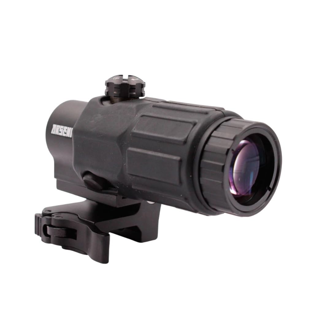 Arsenic Magnificador Táctico 3X, Negro, Aluminio, 30mm, Montaje Abatible Picatinny 22mm, con Tapas Protectoras, para Airsoft