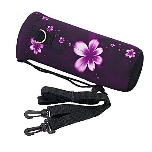 Image of RICHEN Neoprene Water Bottle Carrier Bag with Adjustable Shoulder Strap,Insulated Water Bottle Cover for Stainless Steel /Glass /Plastic Bottles