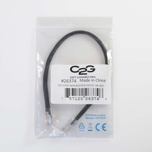 Image of C2G 22708 Cat5e Cable - Non-Booted Unshielded Ethernet Network Patch Cable, Black (15 Feet, 4.57 Meters)
