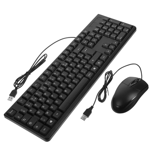 Holibanna Combo Teclado y Ratón USB Cableado con Caracteres Franceses Teclado para Oficina y Uso Diario Compatible con PC y Ordenadores Portátiles