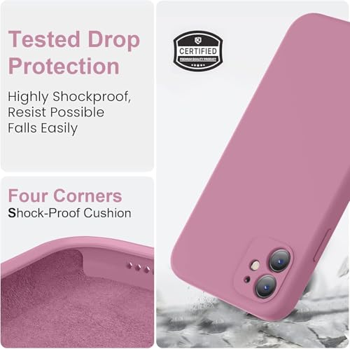 Image of DIZORO Square Candy Liquid Silicone iPhone Case Cover for iPhone 11, All Cube Series with Microfiber Lining Compatible iPhone 11 6.1 inches (Lilac)