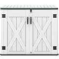 DWVO Outdoor Storage Shed, Weather-Resistant Resin, 35 Cu Ft Capacity, Horizontal Design, X-Shaped Lockable Door, Suitable for Bike, Garden Tools, Trash Cans, Light Gray