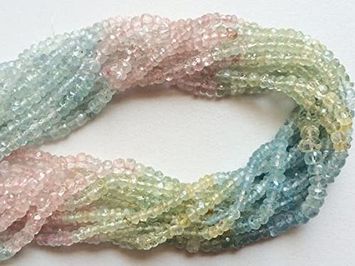 Collier aigue-marine naturelle véritable perles beryl morganite facettées