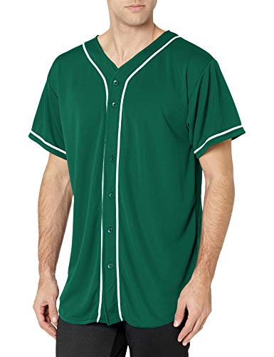 Augusta Sportswear Augusta Wicking Mesh Button Front Jersey with Braid Trim, Dark Green White, Large