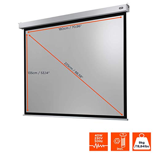 celexon Professional Plus Motor-Leinwand 90 | 180x135 cm 4:3 | elektrische 4K,Full-HD Pr&auml;sentations-Leinwand f&uuml;r Ihren Heimkinobeamer | zur Decken-/ Wand-Montage | mit Fernbedienung