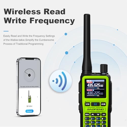 Image of BAOFENG UV-5R Mini Two Way Radio BF-5R Mini Walkie Talkie Wireless Power Adjustable Tiny Size Frequency Copy 999 Channels Type-C Four Colors Portable Ham with 771 Antenna and Headset(2 Pack) (Green)