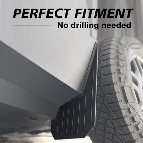 Image of Muslogy Rally Style Mud Flaps Compatible with Tesla Cybertruck 2023 2024 2025 Mudguard Splash Guards Fender Protection Front & Rear 4pcs Set TPE Material All Weather No Drilling Exterior Accessories
