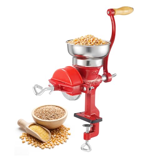 Image of VEVOR Manual Grain Mill with Low Hopper, Hand-Crank Corn Grinder, Heavy Duty Cast Iron Wheat Grinding Mill with Stable Table Clamp & Dust Cover for Grains Spices Coffee Beans Nuts