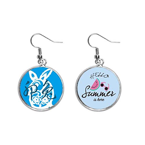 Pendientes de sandía animal conejo China Zodiac pendientes lóbulo