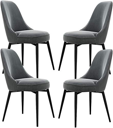 Juego de 4 sillas de comedor de terciopelo, asiento y respaldo tapizados con patas de metal para el hogar, cocina, sala de estar, dormitorio, muebles modernos
