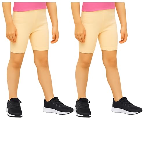 Image of Girls Tights & Short for Girl Kid in Solid Colours | Soft Stretchable Fabric - Ideal for Sports, Yoga - Pack of 2