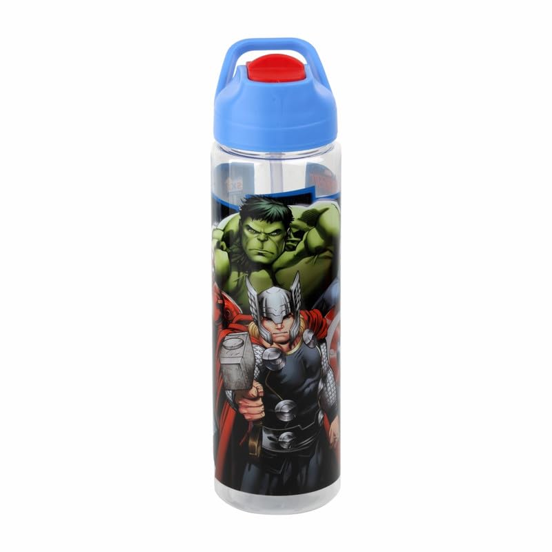 Image of SKI GLIDE Sipper Water Bottle 800 ML, for School, Sports, Trek, Travel | Teens and Kids of all age groups | 800 ML, Leakproof, Light Weight, Pop-up Sipper with Handle| Character Merchandise | Avengers