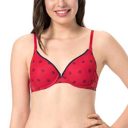 Image of Amante Every de Red Printed Underwired Lightly Padded Everyday Bra