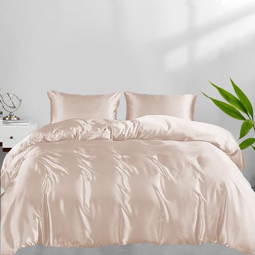 LINENWALAS Taupe Double Duvet Cover 3Pc Set Organic Bamboo Bedding Set Anti Allergy Comforter Cover Set 200x200 Soft, Cooling