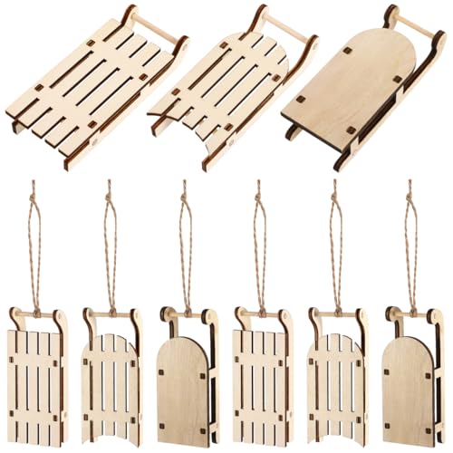 STOBOK 9stücke Teiliges Miniatur Holzschlitten Weihnachtsdekoration...