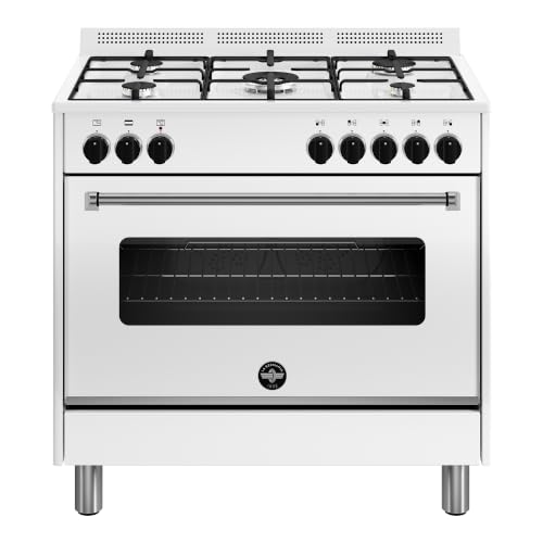 La Germania AMN965EBV24 - Cucina a gas con forno elettrico, 5 fuochi, 90x60 cm, Bianco