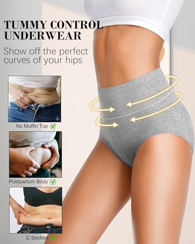 CULAYII Tummy Control Underwear for Women High Waisted Panties Full Coverage Cotton Postpartum Briefs Stretch Ladies Undies3