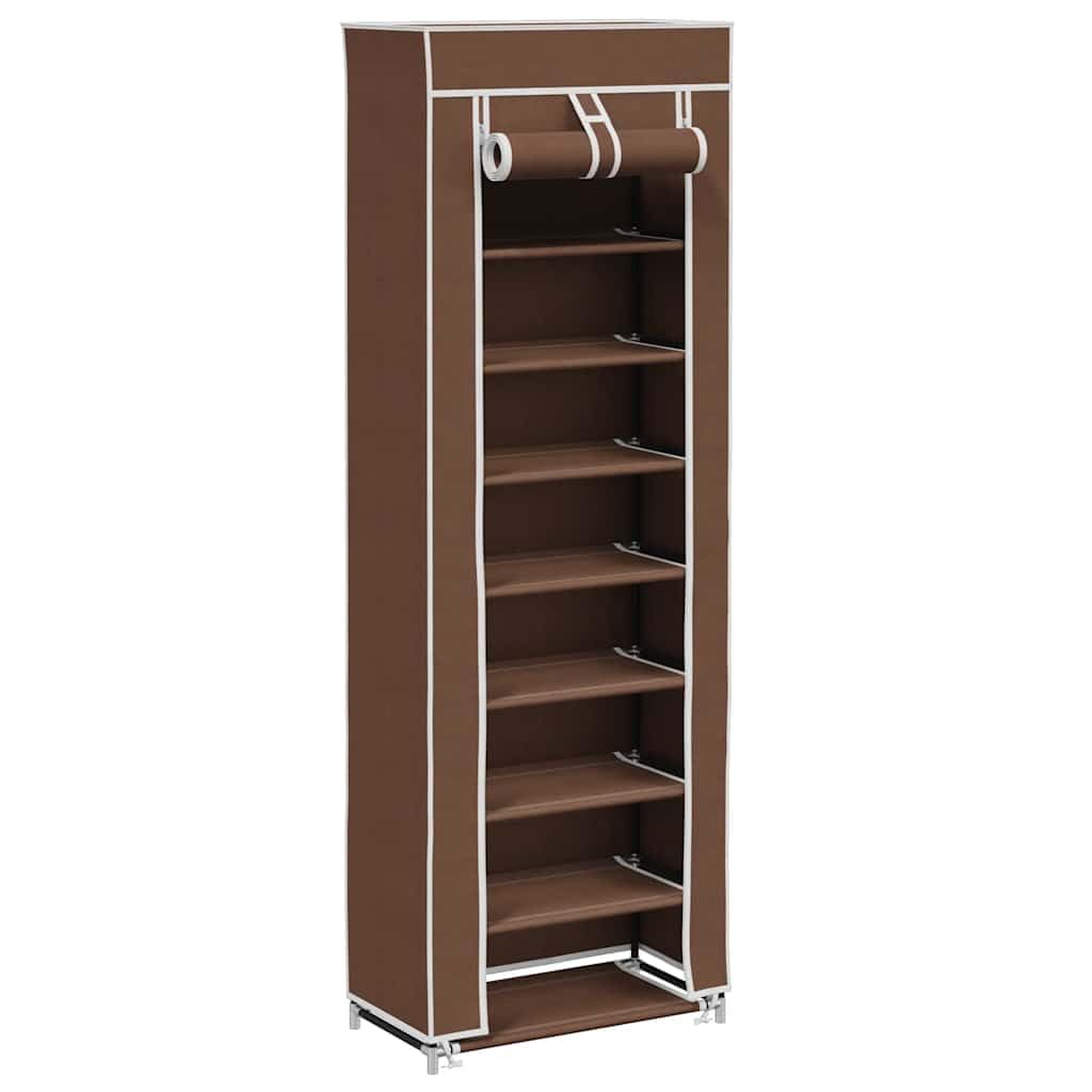 Armario para zapatos (8 capas, tejido no tejido marrón, 57 x 29 x 162 cm, ahorra espacio, apilable para pasillo, dormitorio, pasillo, pasillo, almacenamiento cerrado para hasta 20 pares de