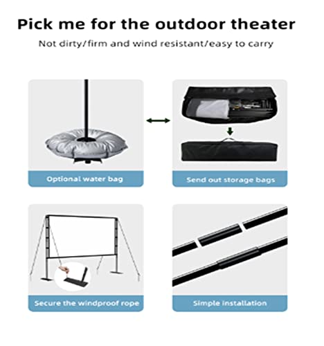 Pantalla de proyector 120" con soporte exterior e interior para cine en casa y viajes 6