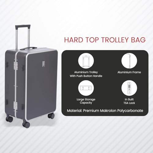 Image of SWISS MILITARY Black Gold Collection Lorenzo-55cm Cabin Small Hardsided PC Trolley Luggage Bag with TSA Lock, 360 Wheels Suitcase-Ideal for International Travel, Capacity 44L-Dark Grey