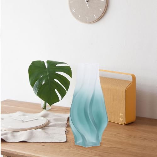 Vase en verre dépoli vert pour plantes et fleurs, déco de chambre chic