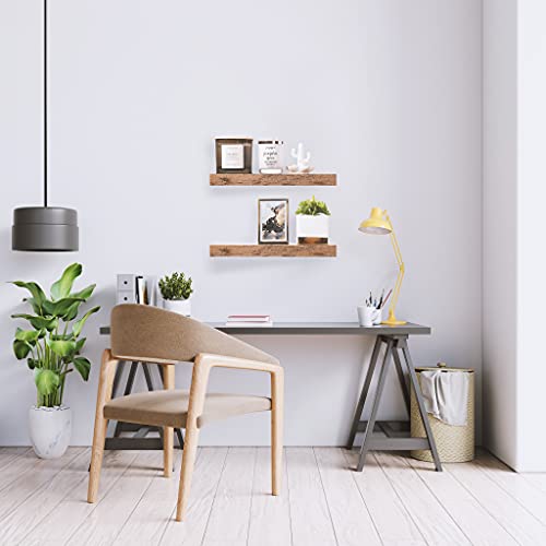 Sorbus Floating Shelf Set — Rustic Engineered Wood Hanging Rectangle Wall Shelves — Perfect For Home Décor, Trophy Display, Photo Frames, And More #TOP1