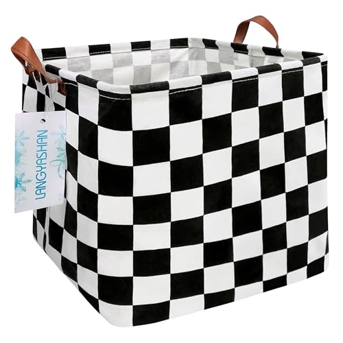 LANGYASHAN Square Storage Baskets Waterproof Canvas Children Laundry Nursery Hamper for Shelves Gift Baskets Toy Organizer Room Decor (Square Racing...