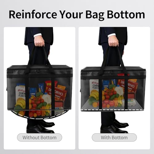 1PK Insulated Grocery Bags Reusable Heavy Duty - Cooler Tote with Reinforced Base for Stability & No Sag - XL Thermal Bag for Hot Cold Food, Delivery, Shopping, Travel, Camping,Grocery Essentials by Bodaon - Image 4