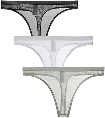Men Women Mesh Ultra-Thin No Pouch Thong Underwear Transparent Soft Underpants Undies