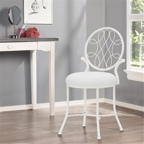 Hillsdale O'Malley Vanity Stool with Spiral Pattern Design, White by Hillsdale - Image 3