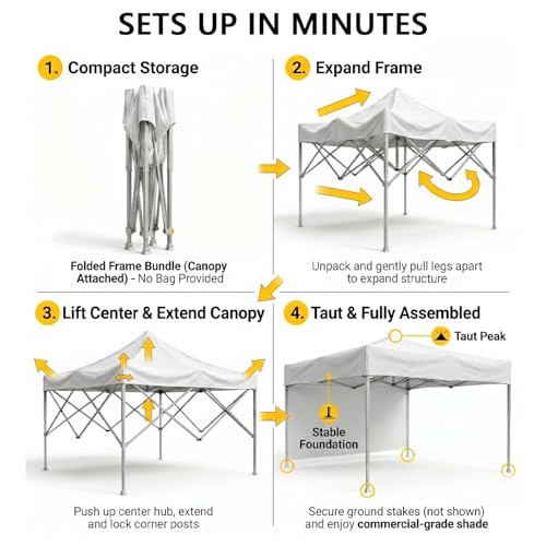 Image of OUTO Heavy Duty Gazebo Tent 10x10 ft | 23.75 Kg Strong Frame | UV Protection Foldable Pop-Up Canopy Tent with 3 Side Open | Outdoor Folding Tent for Garden, Terrace, Events & Promotional Use (White)