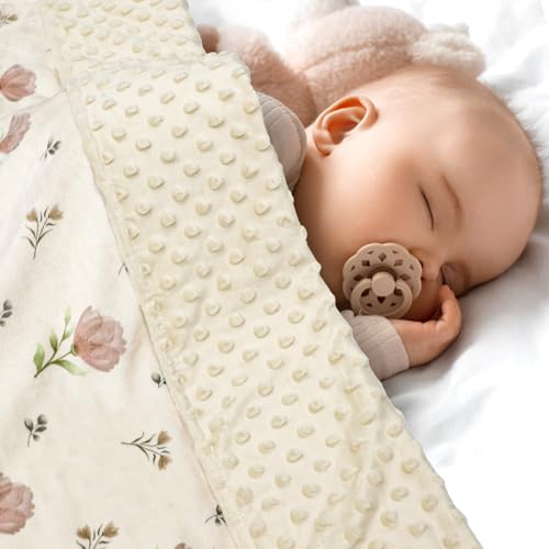 Image of SWESEN Baby Blanket for Girls, Super Soft Double Layer Minky Blankets with Dotted Backing, Floral Toddler Newborn Nursery Bed Blankets, 30 X 40 Inches