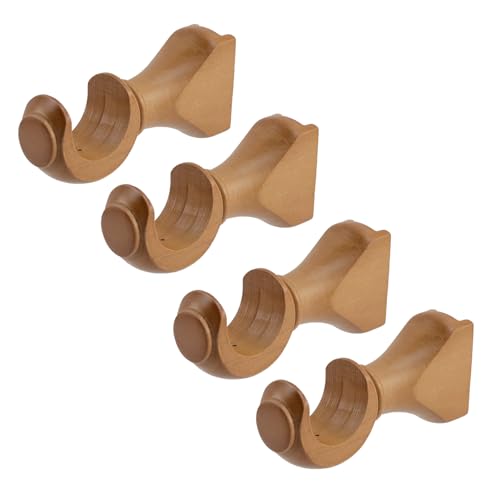 Antrader Wood Curtain Rod Brackets,Wood Color Support Bracket,Window Curtain Hooks for Curtain Rod 1-3/8in(35mm) Diameter,Pack of 4
