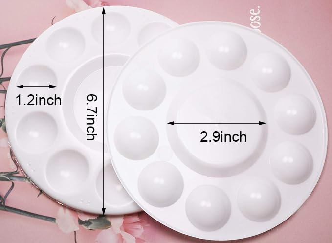PENTA ANGEL Art Paint Tray Palette 3Pcs 10 Well Plastic Round Paint Tray for Watercolor Painting(Round-3PCS) - Image 2