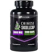 Healthfare Skullcap 1000mg | 200 Capsules | Extra Strength Formula | Non-GMO and Gluten-Free | Ma...