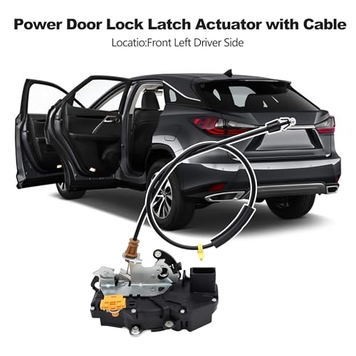 Image of HiSport 22862028 Power Door Lock Latch Actuator with Cable Front Left Driver Side - Compatible with Chevy Silverado 1500 2500HD 3500HD GMC Sierra 2010-2014 - Replaces 931920