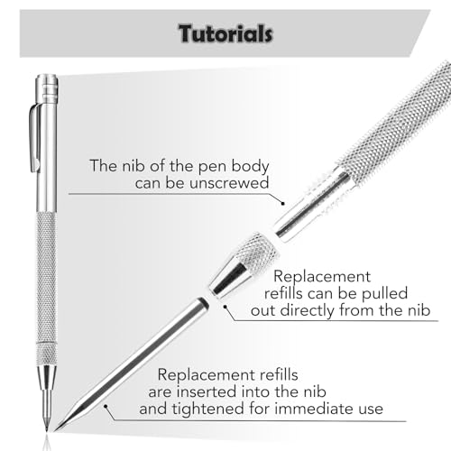 PBUSPU 3 Stück Wolframcarbid Stift, Anreißnadel Hartmetall mit Magnet,12 Ersatz Red Hat Markierspitzen für Glas Metallblech Keramik und Gehärteten Silber Carbide Pen