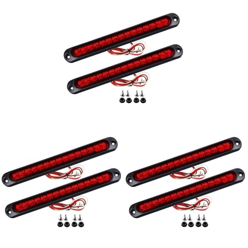 Lumière de remorque LED 10 pouces lot de 6 feux stop et clignotants étanches rouge