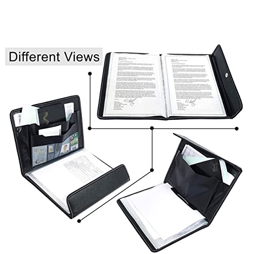 Image of ANG Multipurpose A4 Document Folder - PU Leather File Organizer with 40 Transparent Sleeves | Sleek, Durable & Professional | Ideal for Office, School & Personal Use - Black