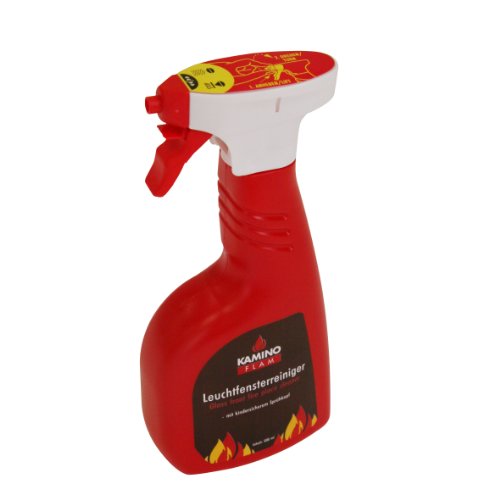 Kamino Flam Leuchtfensterreiniger in Rot, einfach zu verwendender Kaminglasreiniger , Ofenglasreiniger entfernt Ruß- und Brennrückstände
