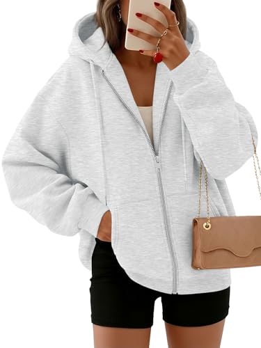 Trendy Queen Womens Zip Up Hoodies Oversized...